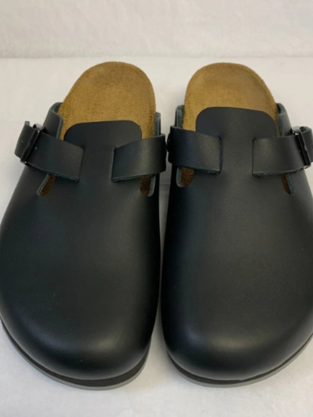 Birkenstock Boston Super Grip Black Natural Leather Regular Width Sandals